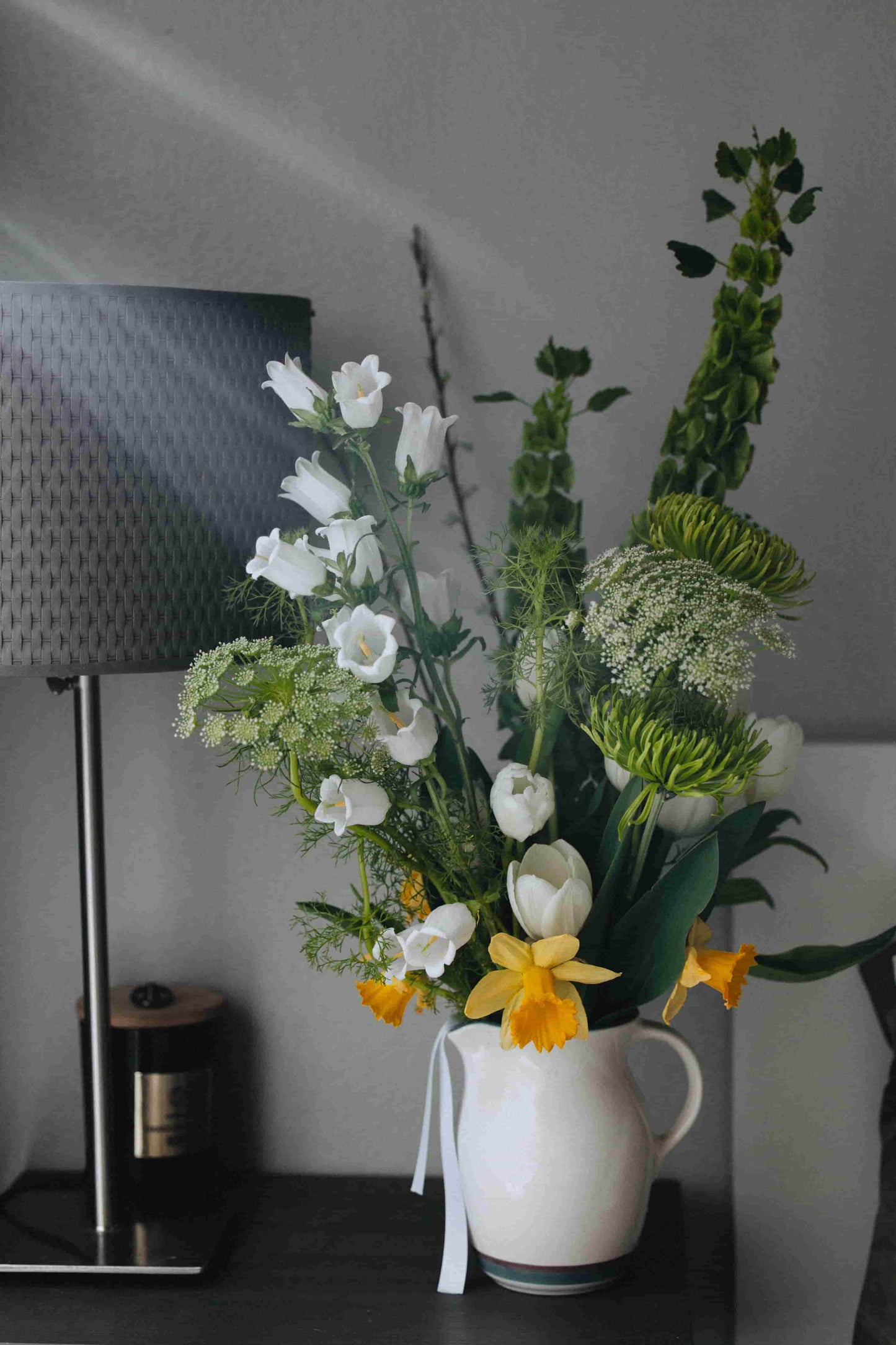 Deluxe spring bouquet with green, white, and yellow flowers – subscription by Kvetka Flower