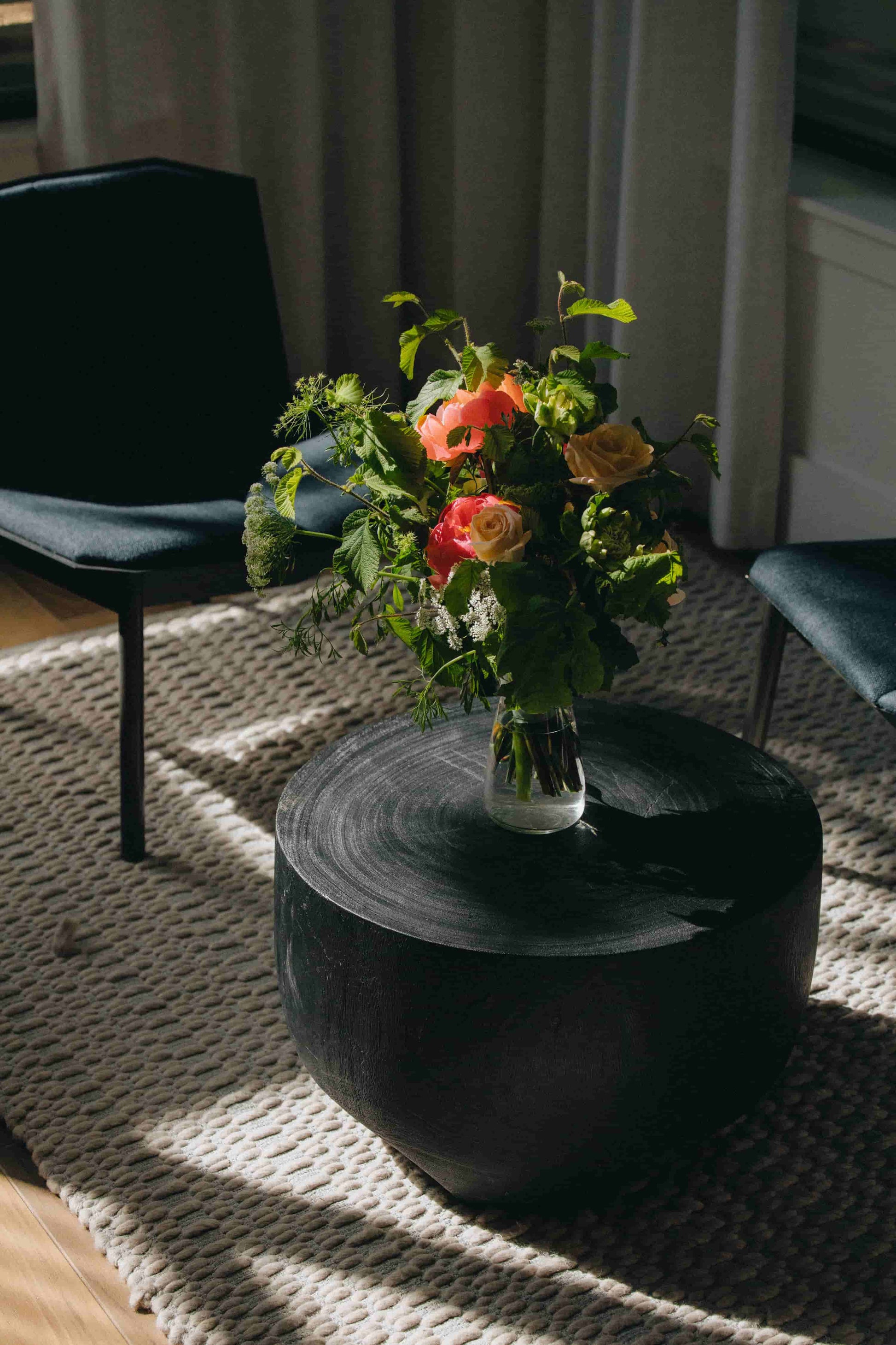 Close-up of seasonal flower bouquet with roses and greenery – Austin flower delivery